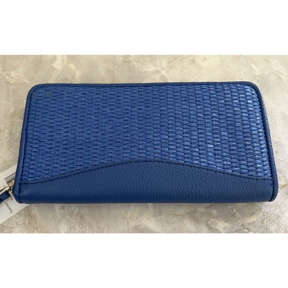 Vera Bradley Continental Wallet Beaucoup Blue Woven Zip Around 8" x 4"